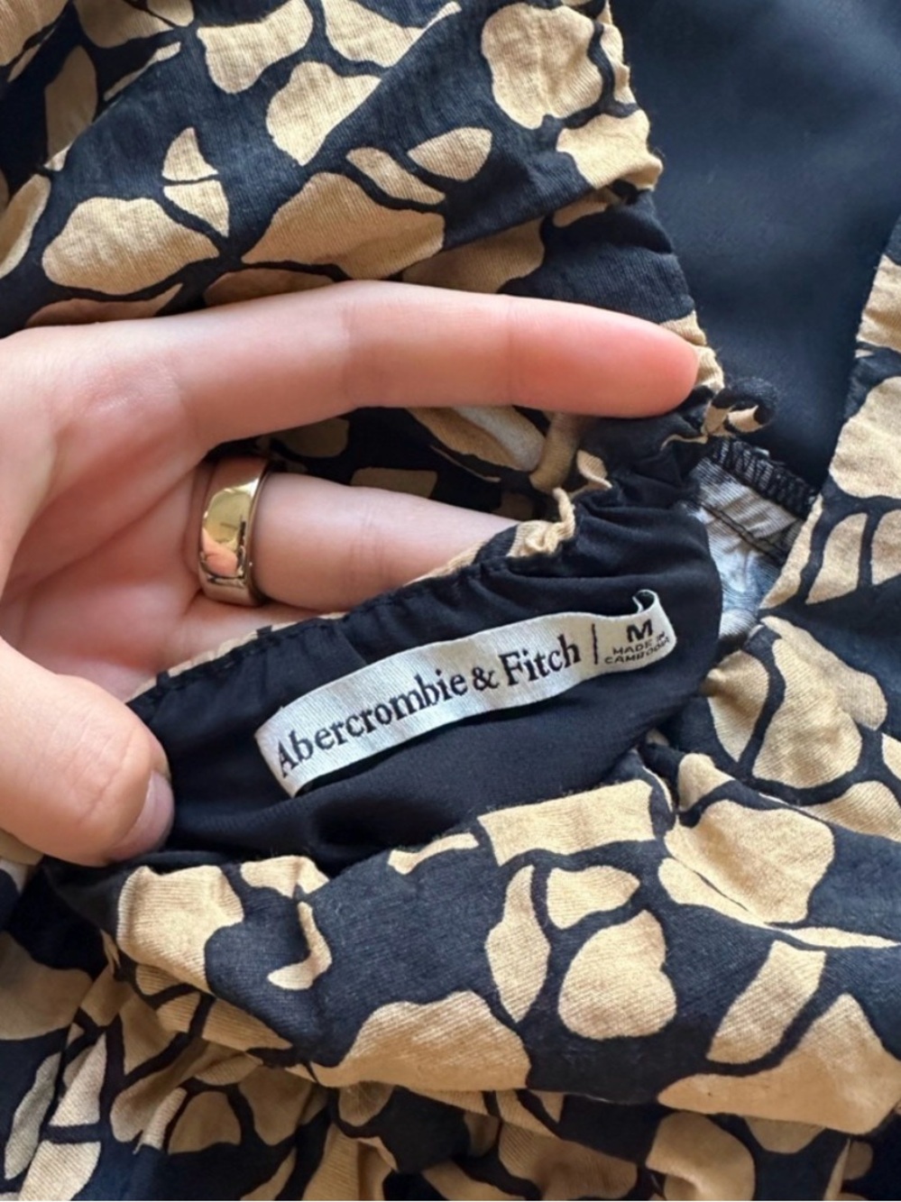 Abercrombie & Fitch Black and Tan Floral Midi/Maxi Dress
